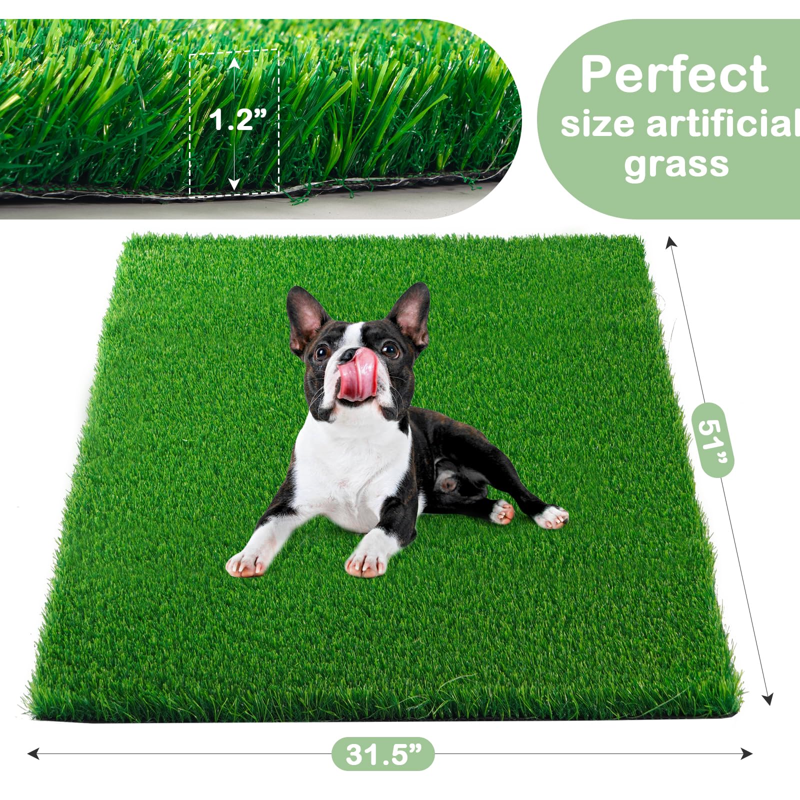 JUSTYEZI dog grass pad close-up texture highlights realistic, soft turf for gentle indoor potty training.