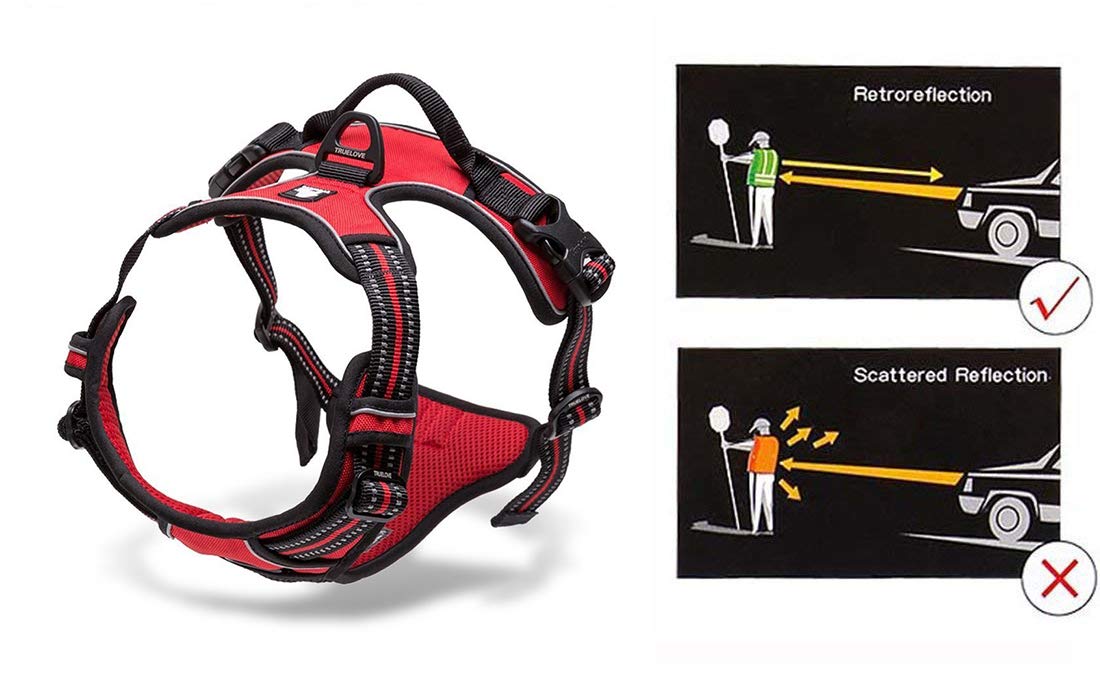 JUXZH Truelove harness reflective strips enhance visibility for safe night walks.