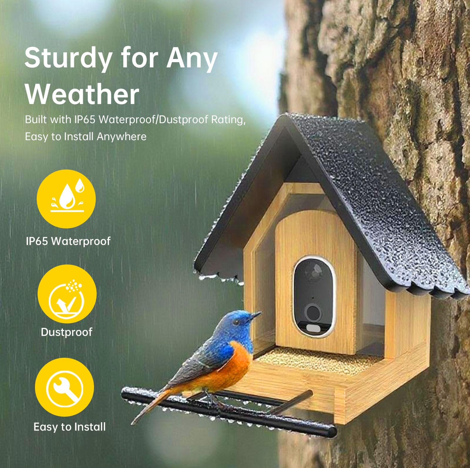 Juzjuly 1.2L capacity feeder reduces refills between visits