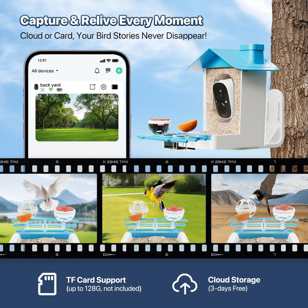 juzjuly smart bird feeder app control enables remote feeding and activity checks.