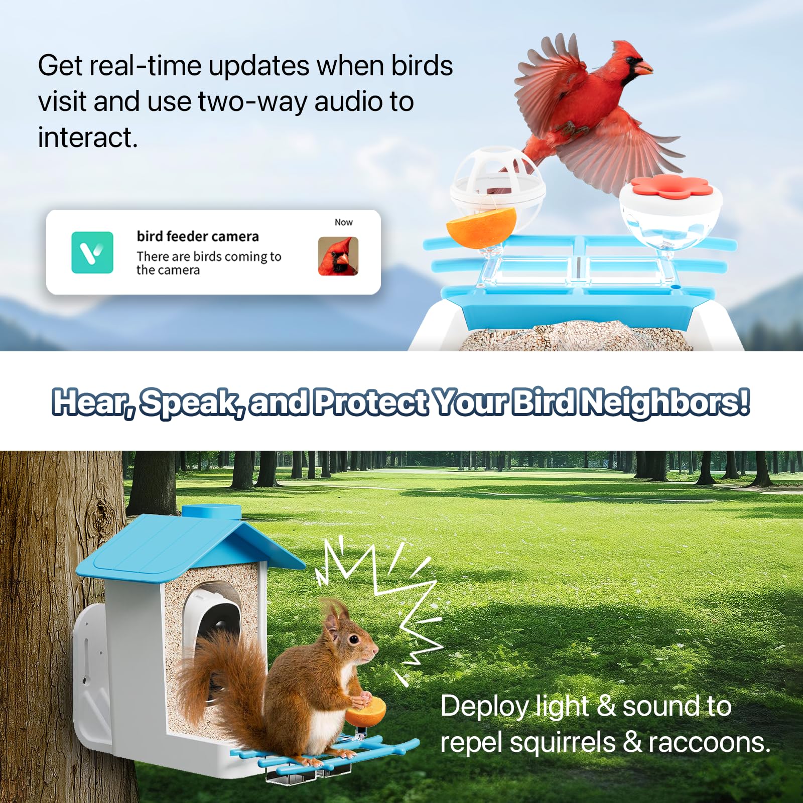 juzjuly smart bird feeder two-way audio lets you chat with birds and listen.
