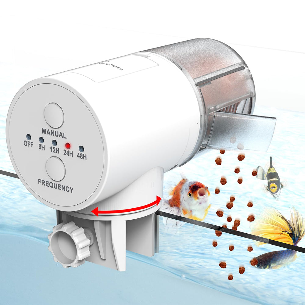 JuzPetz dispensador automático para acuario con capacidad de 200 ml, ideal para alimentación programada.