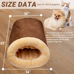 JVVGPET cat cave bed inside view highlights plush beige interior for cloud-like comfort