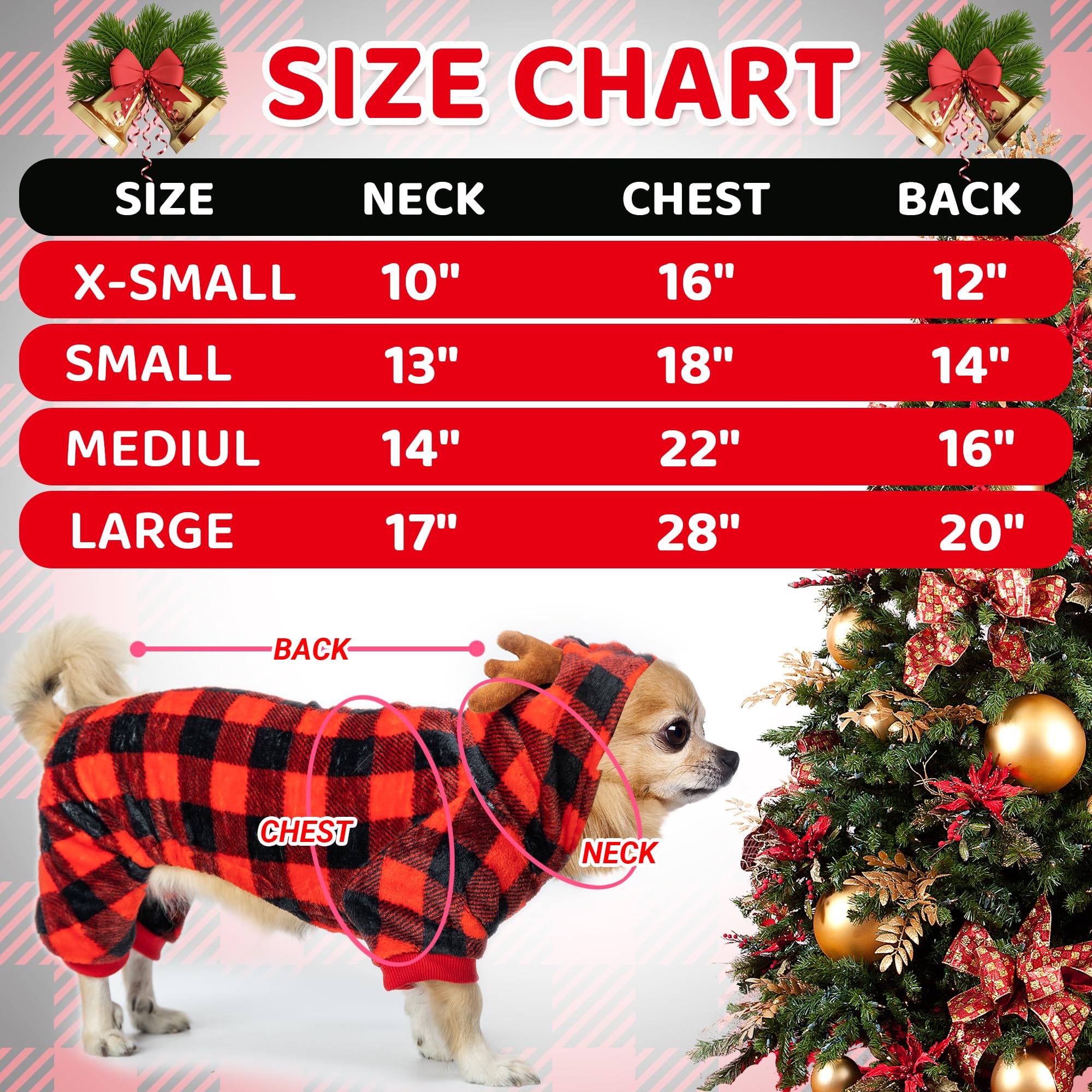 JVVGPET dog Christmas pajamas red plaid fabric detail highlights plush warmth