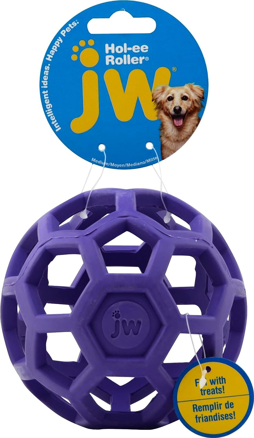 JW Pet HOLEE Roller Ball bounces during interactive tug-and-fetch sessions.