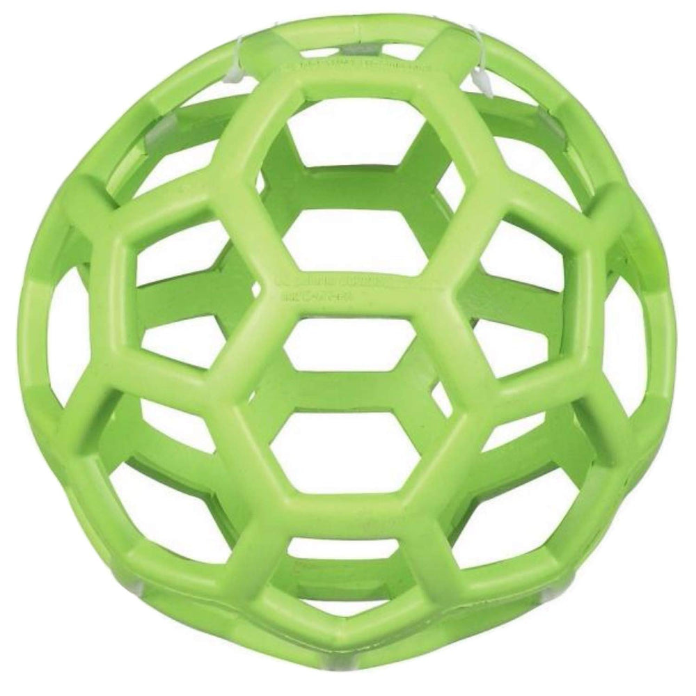 JW Pet HOL-Ee Roller toy demonstrates chew action with honeycomb texture.