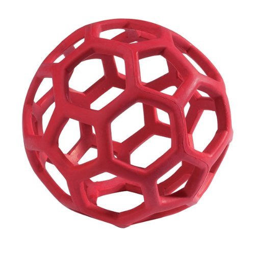 JW Pet Tough By Nature Hol-ee Roller natural rubber material for chew and bounce.
