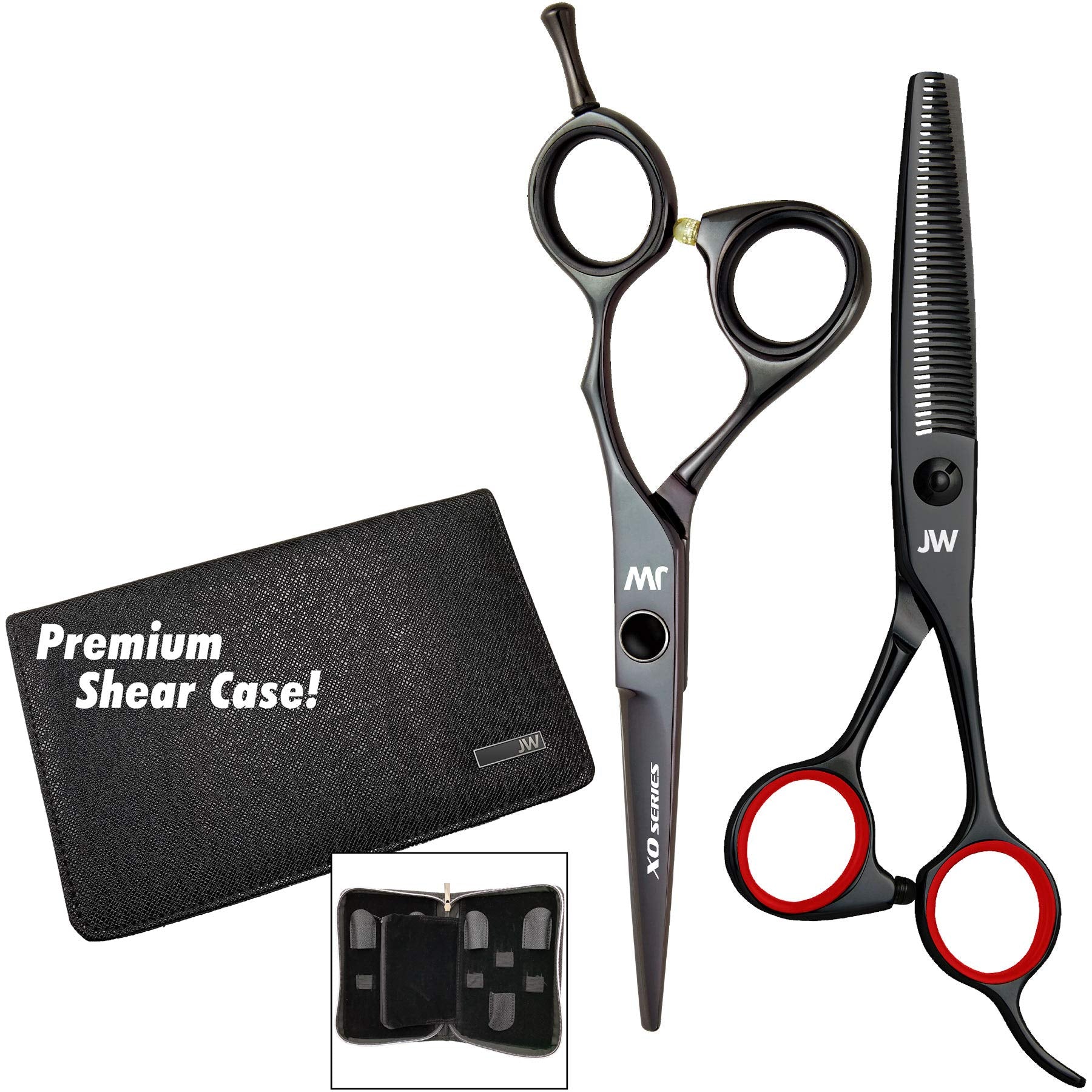 JW Shears XO shear convex blade delivers precise, smooth cutting.