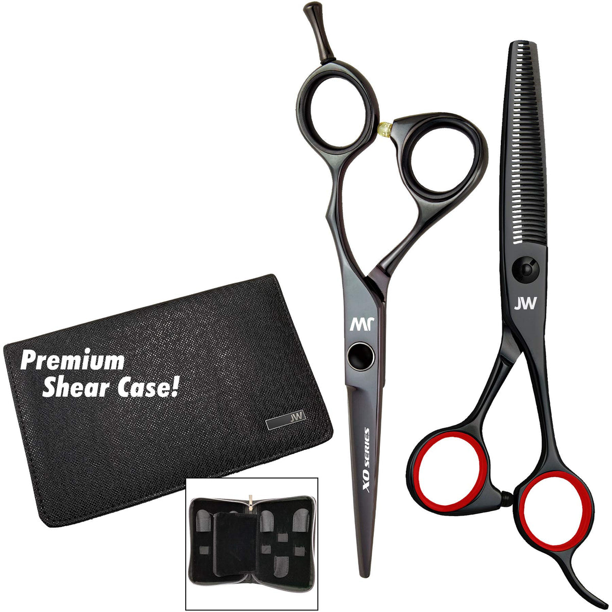 JW Shears XO shear convex blade delivers precise, smooth cutting.