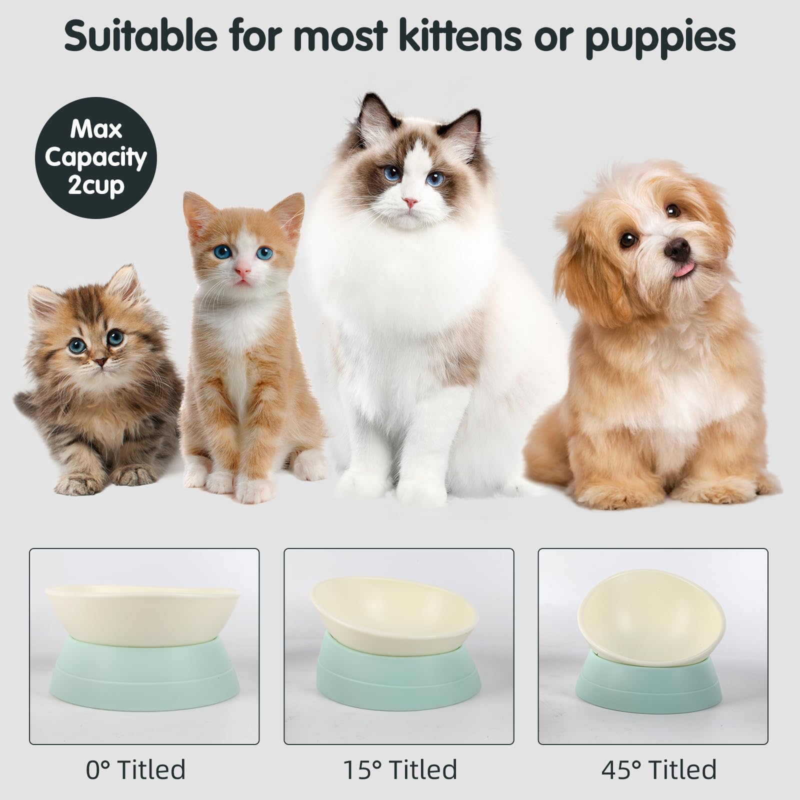 JWPC Bulldog Bowl tilted base shows adjustable height for comfortable eating position