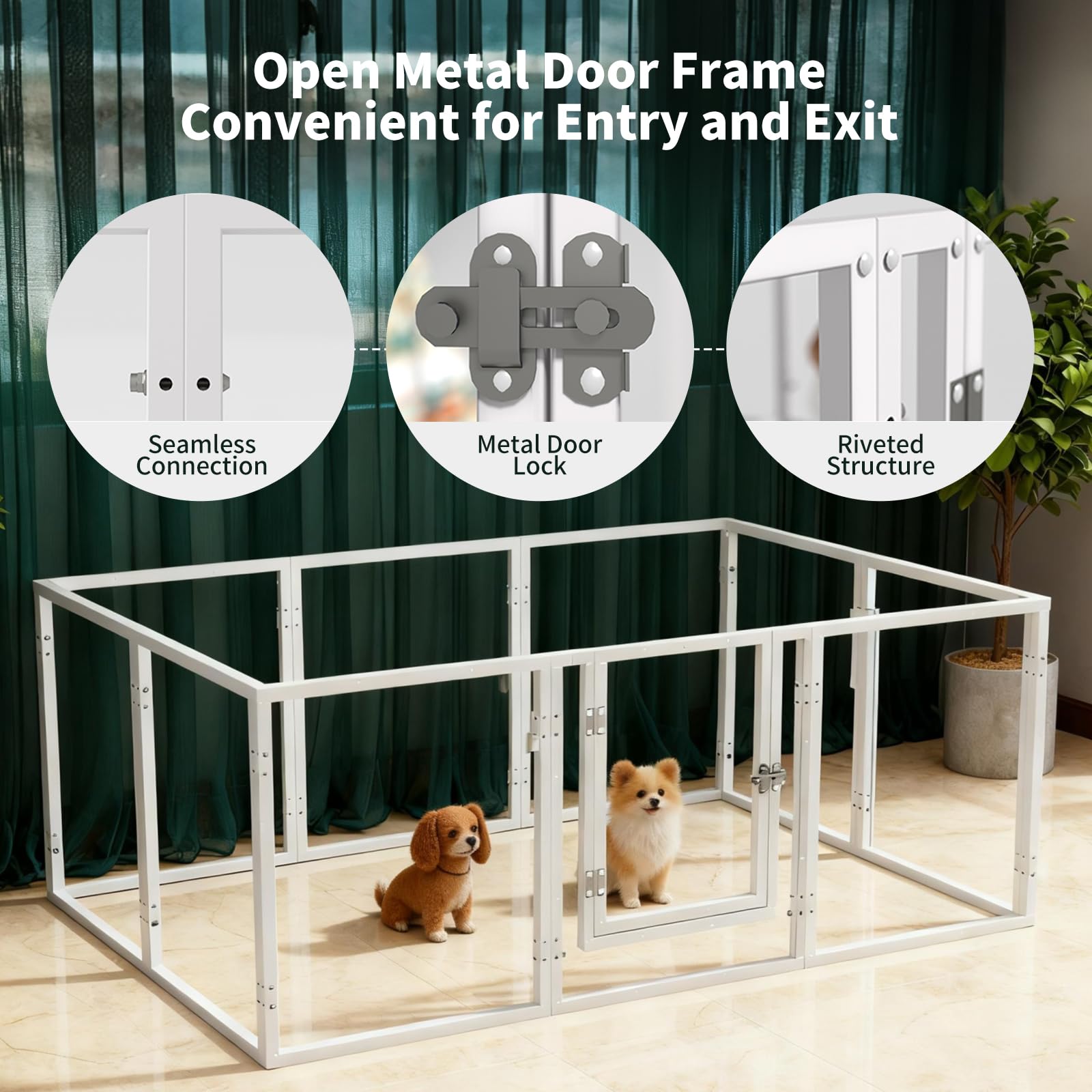 JWXQS clear acrylic dog playpen pet friendly design with unobstructed view