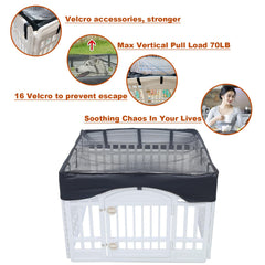 JWXQS dog playpen mesh top cover in use outdoors with shade