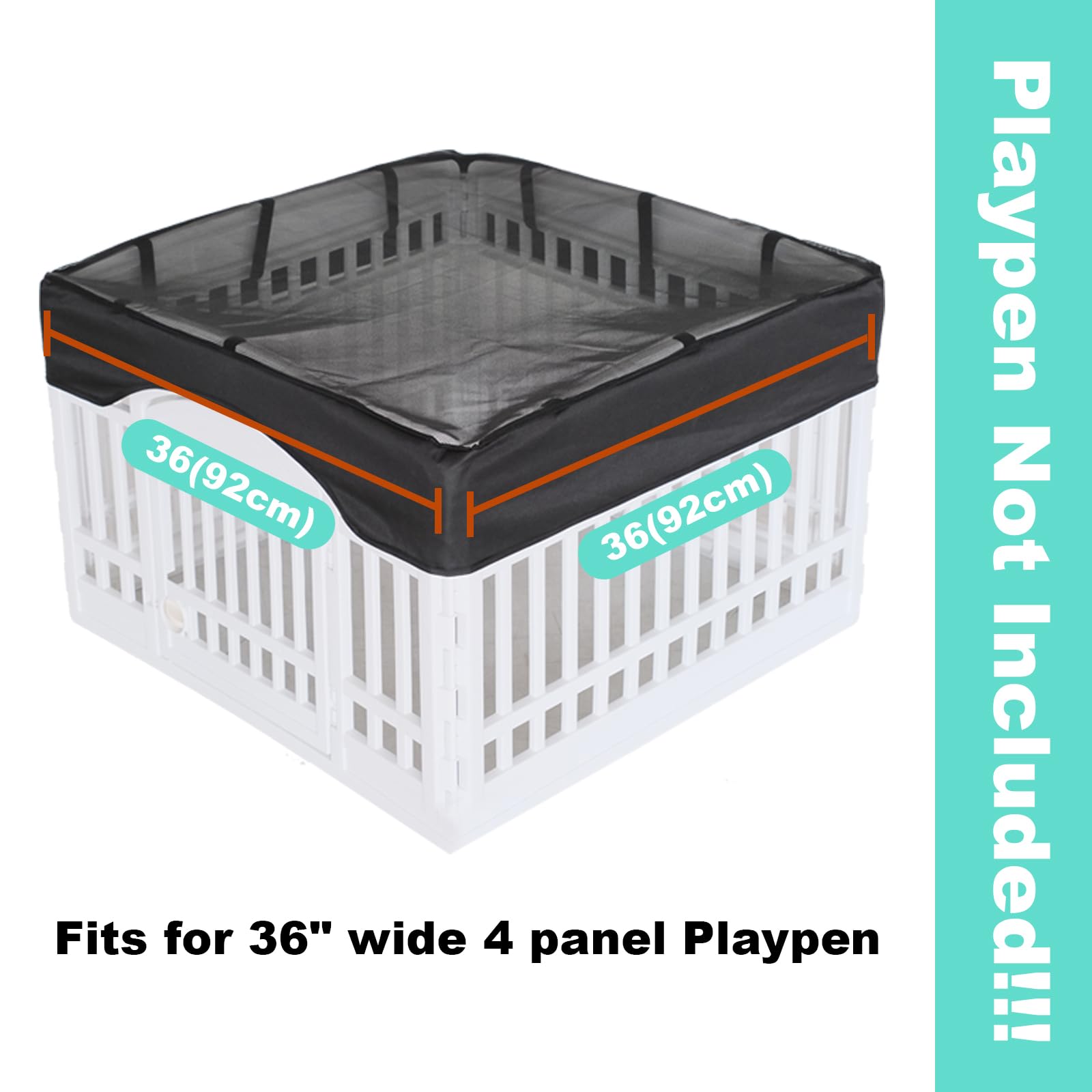 JWXQS dog playpen mesh top cover rolled for compact storage and transport