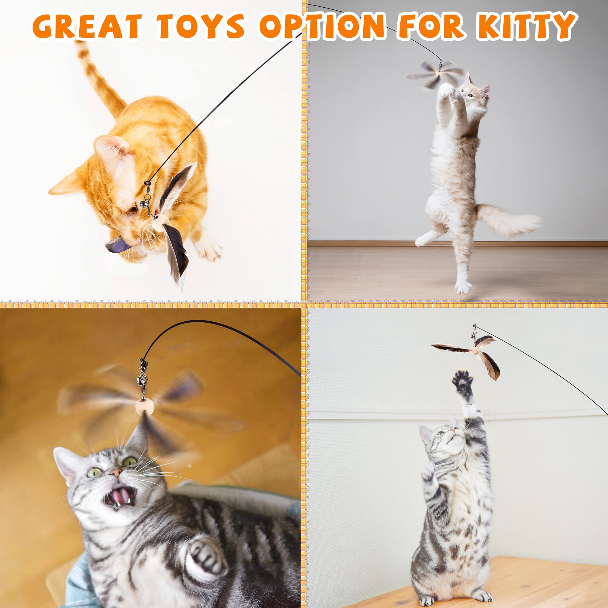 JXFUKAL cat wand toy feather refills 3pack ensures long-lasting play sessions.
