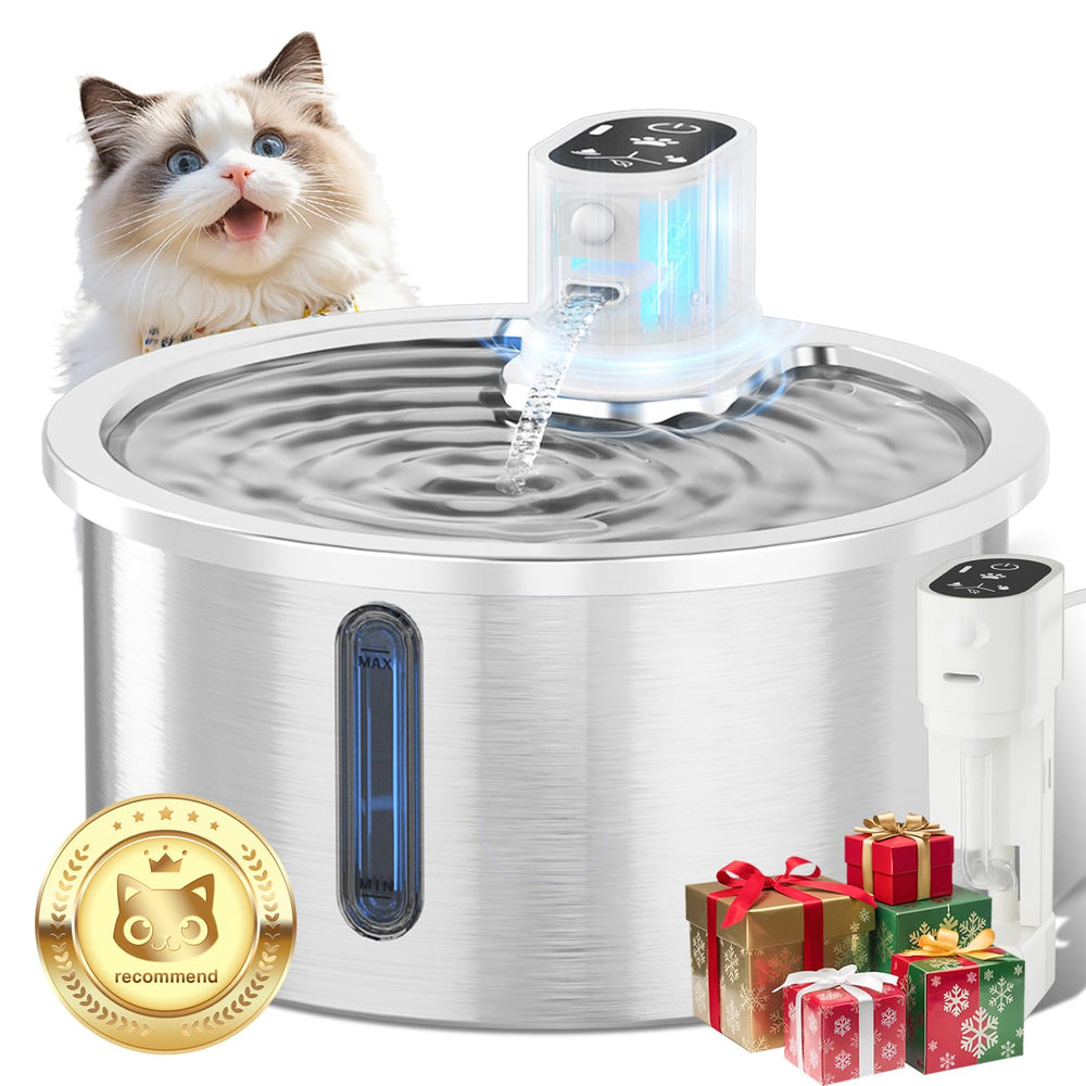 Jzla Pro stainless steel cat water fountain front view showcases durable design for daily use