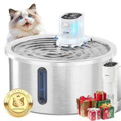Jzla Pro stainless steel cat water fountain front view showcases durable design for daily use