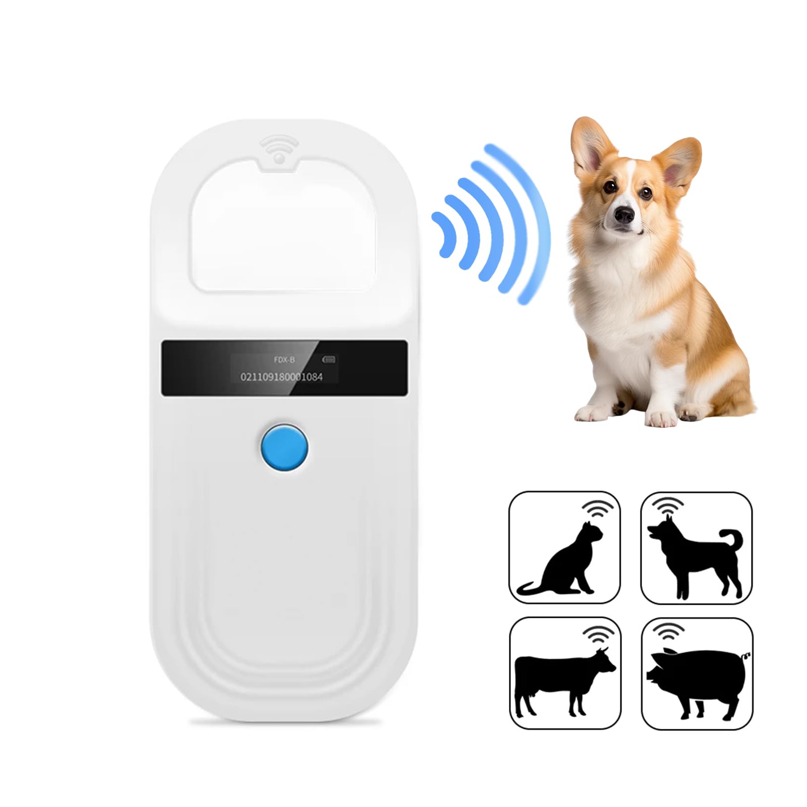 JZLHGOFYTD pet microchip scanner front view for on-site tag reading and management.