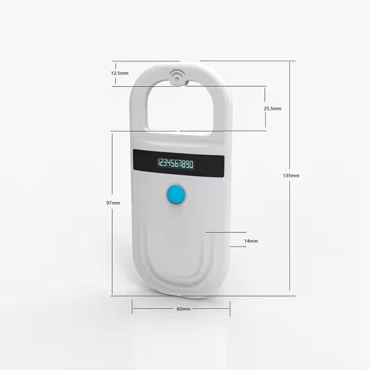 JZLHGOFYTD pet microchip scanner packing size shows compact, easy-to-store packaging.