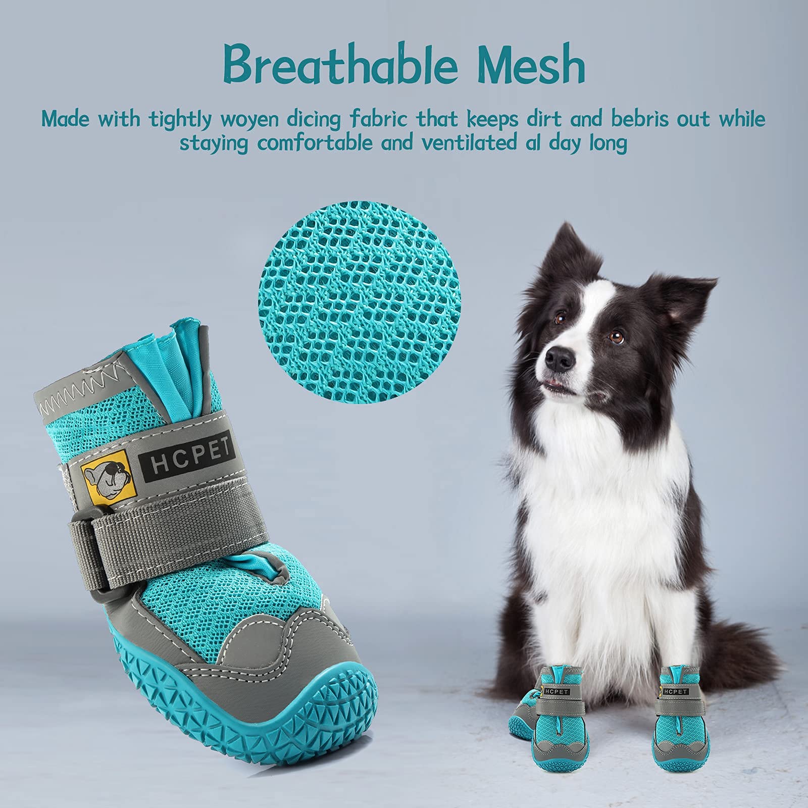 JZXOIVA dog boot packaging and size chart display