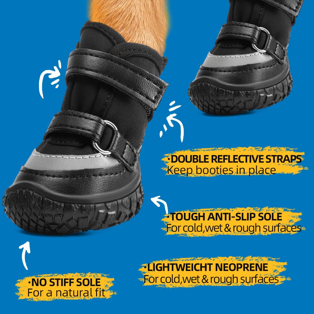 JZXOIVA adjustable dog shoes with reflective strap for easy on/off
