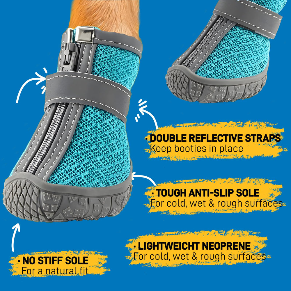 JZXOIVA dog shoes closeup highlights the non-slip sole for hardwood floors