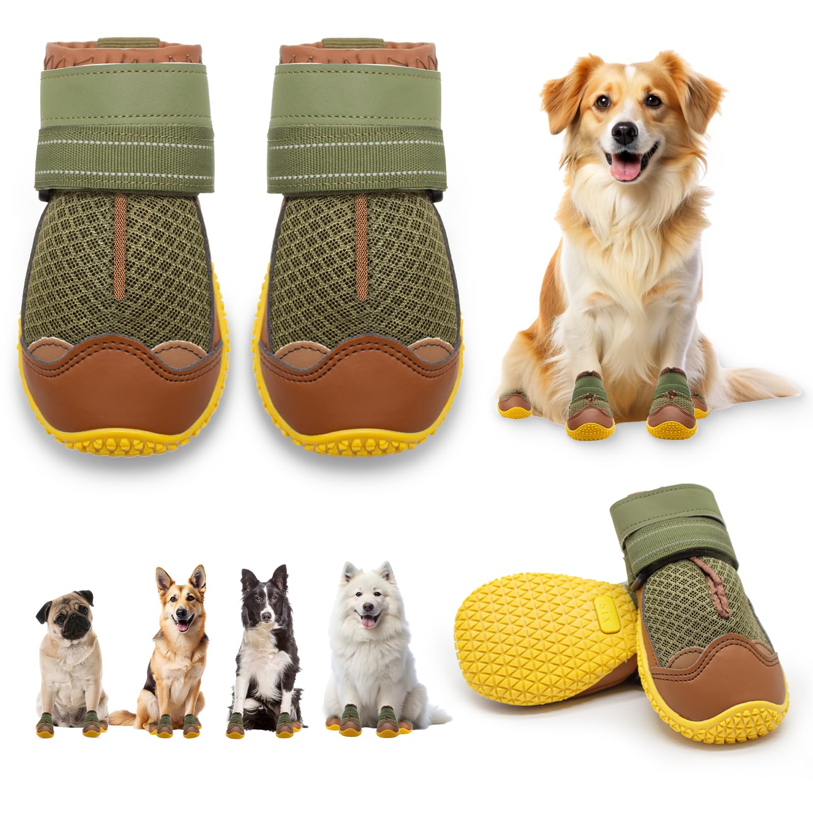 JZXOIVA dog shoes size 4 side view showing breathable paw protection on hot pavement.
