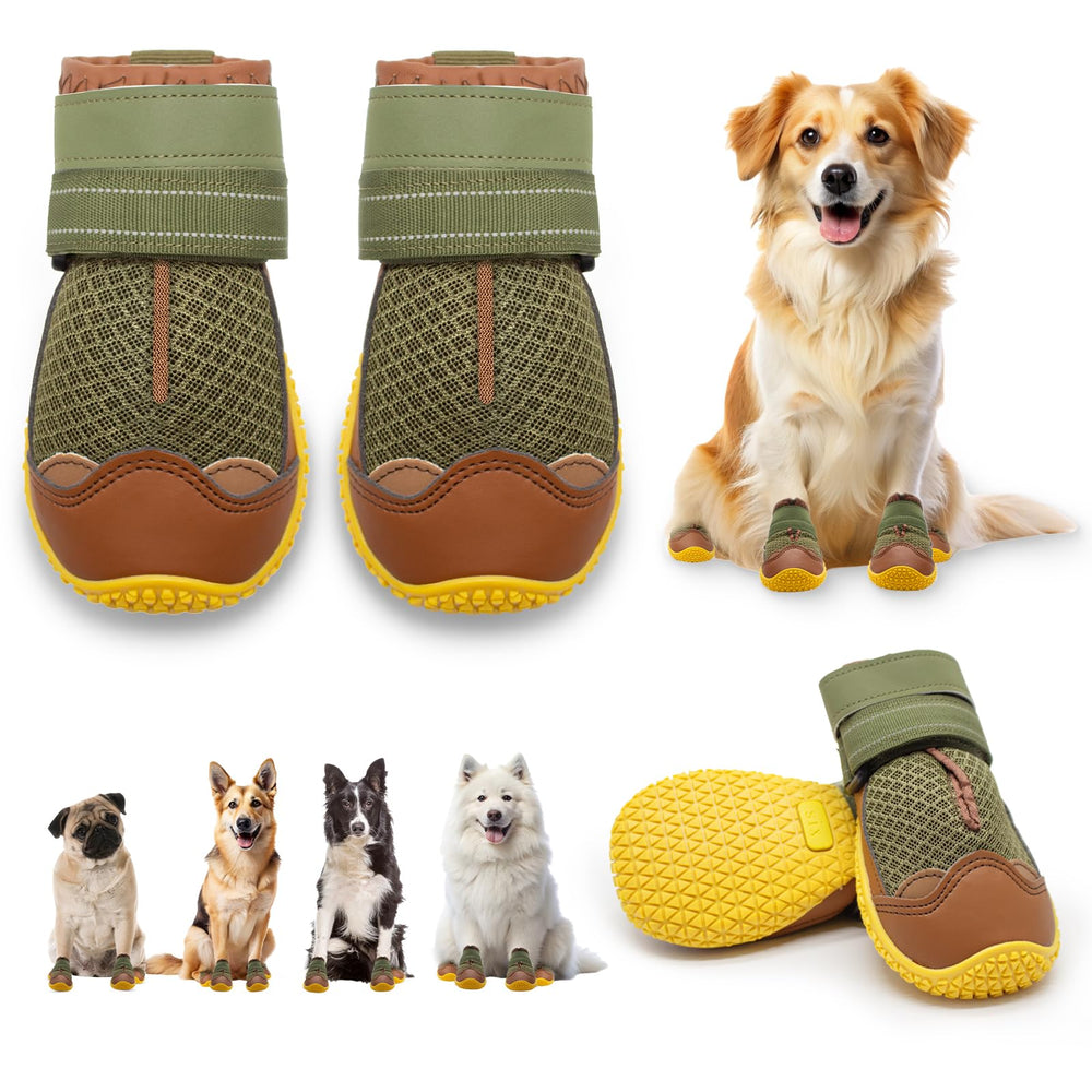 JZXOIVA dog shoes size 4 side view showing breathable paw protection on hot pavement.
