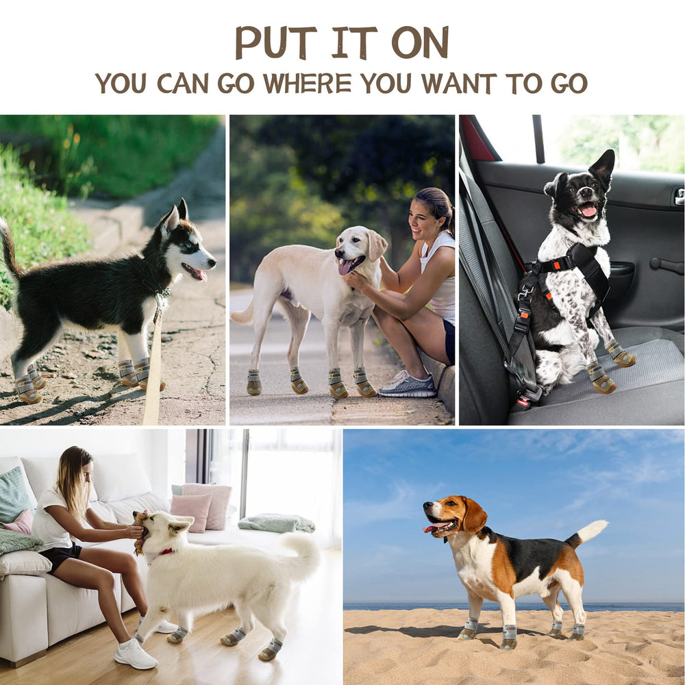 JZXOIVA outdoor dog booties size 4 provide quick on/off convenience.