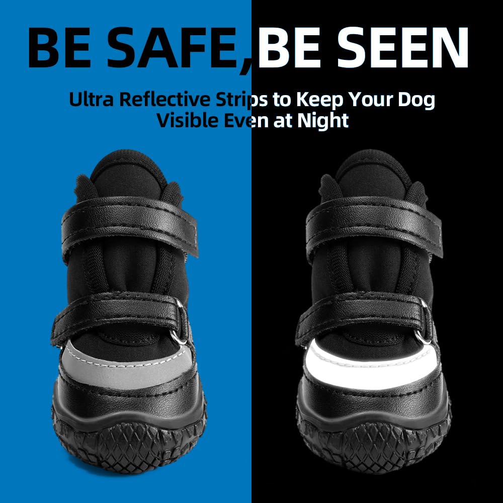 JZXOIVA size 3 dog shoes on paw demonstrating secure fit