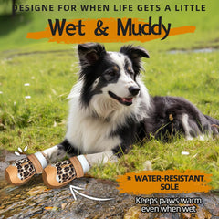 JZXOIVA waterproof dog shoes shield paws from rain, snow, and moisture.