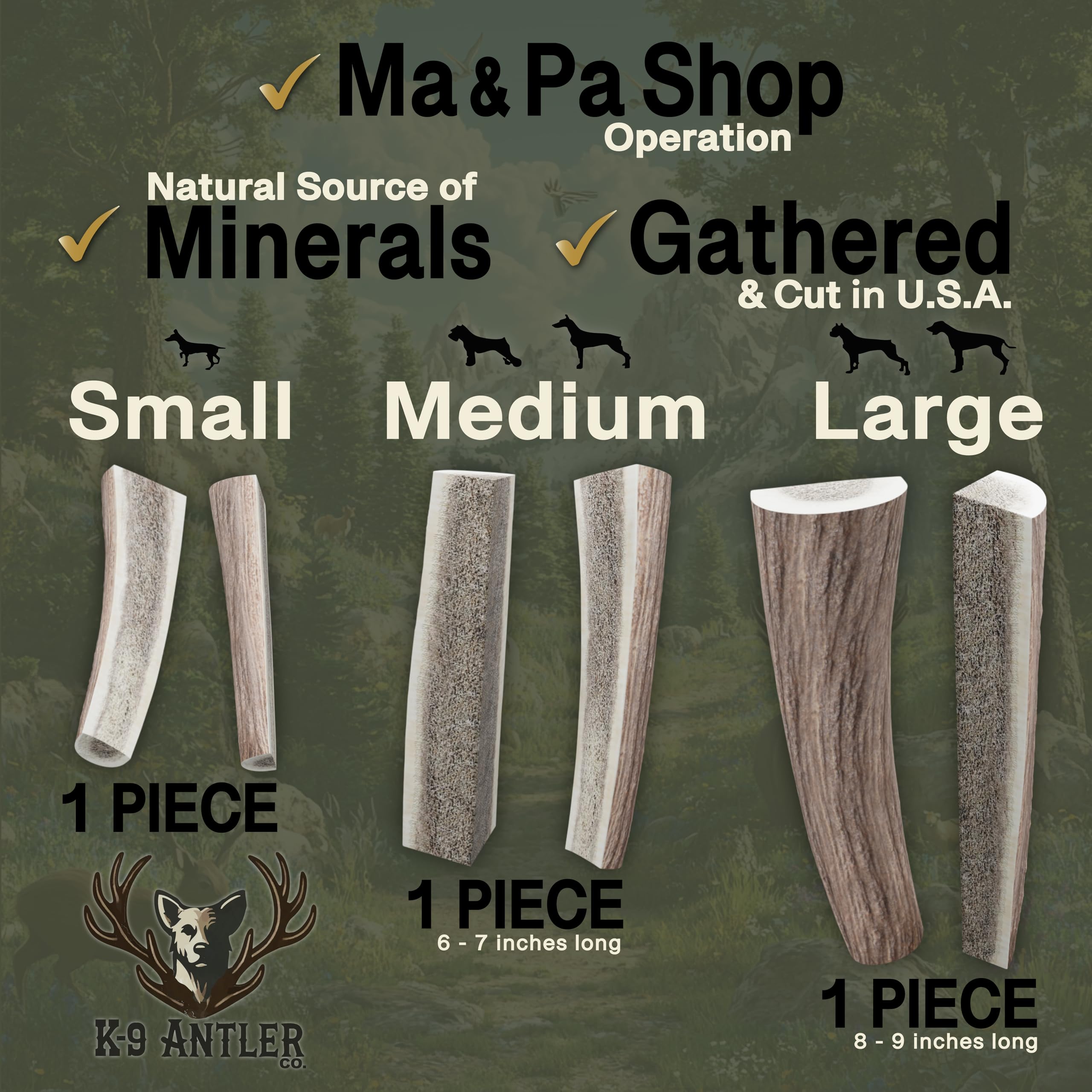 K-9 Antler Co all-natural single-ingredient chew supports pure chewing.