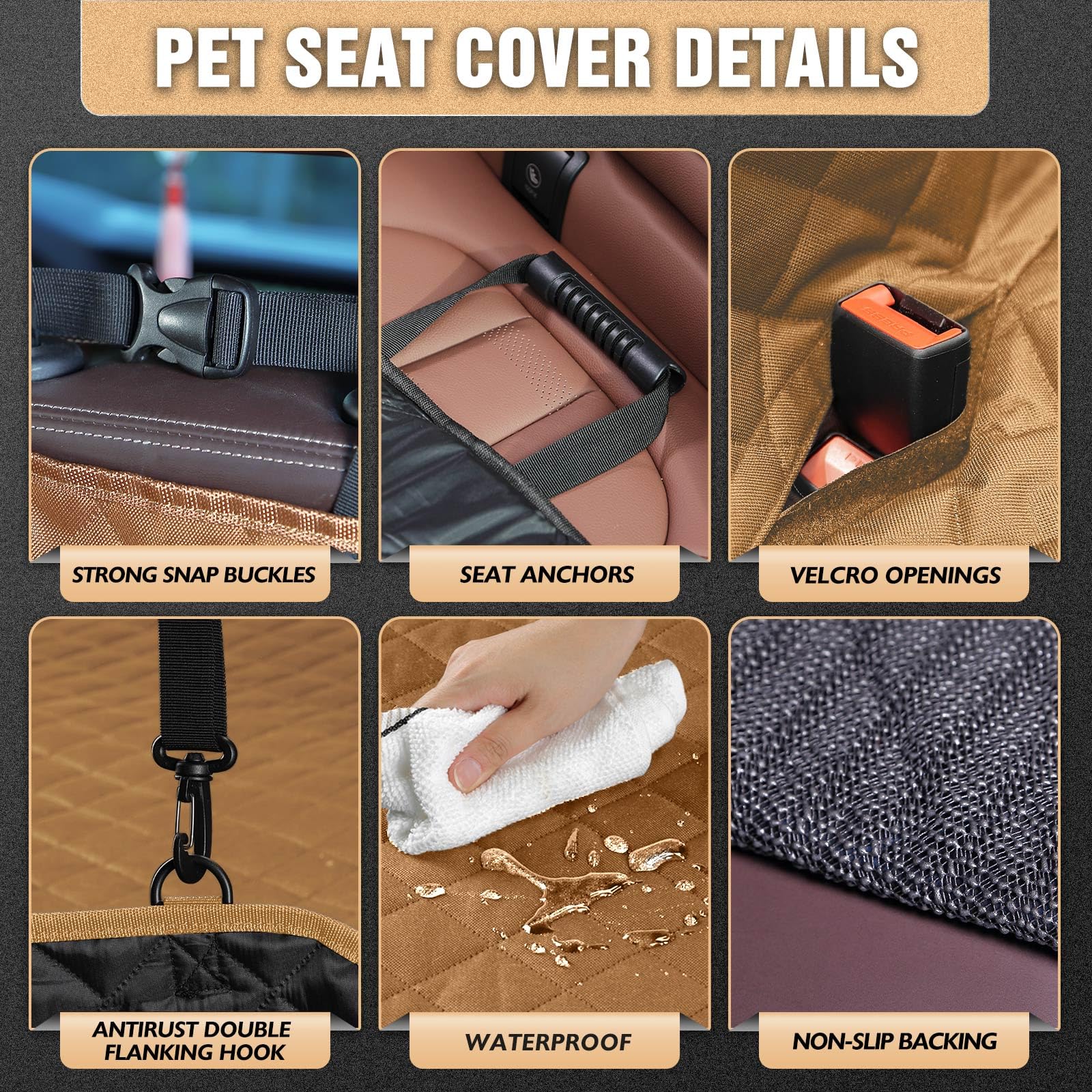K KNODEL dog seat cover easy cleaning helps wipe or vacuum away dirt and hair.
