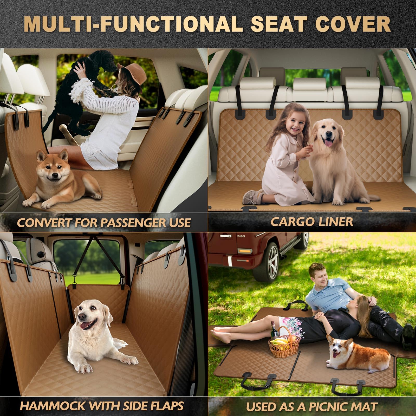 K KNODEL dog seat cover provides non-slip backing to keep the setup stable during travel.