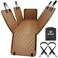K KNODEL dog seat cover waterproof hammock protects brown upholstery and keeps messes at bay.