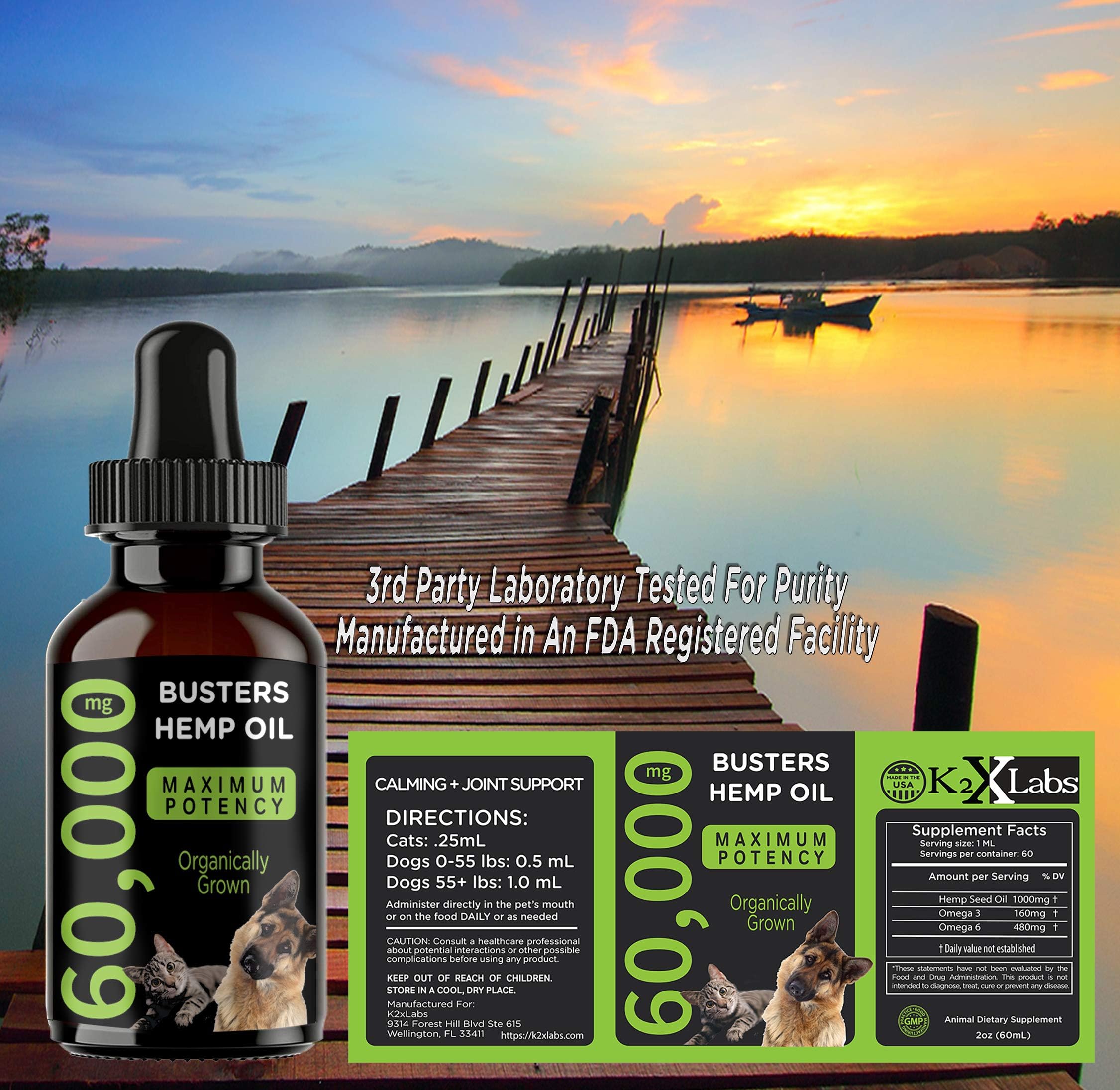 K2xLabs Buster 2-pack on display for easy daily dosing.