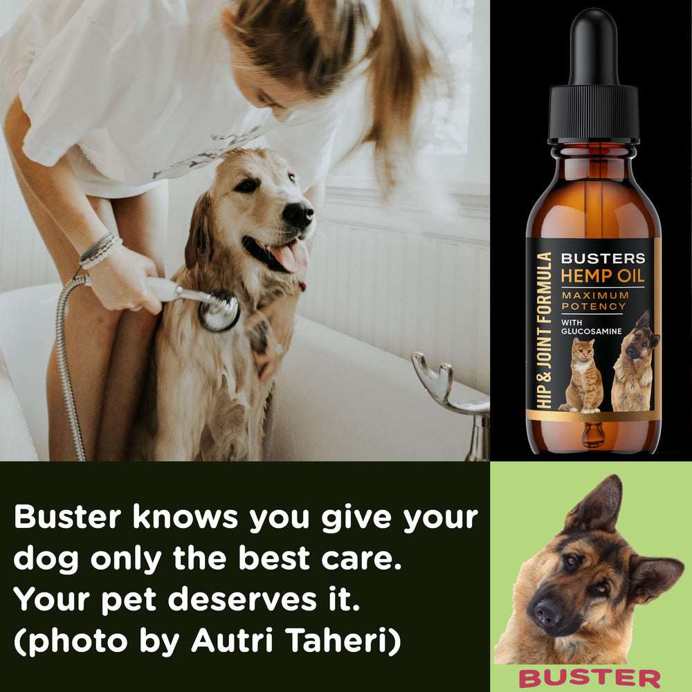 K2xLabs Buster's Hemp Oil cat-serving bottle supports flexible movement.