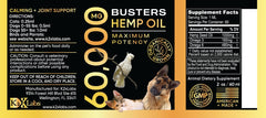 K2xLabs Buster's organic hemp oil USA-made label close-up emphasizing purity.
