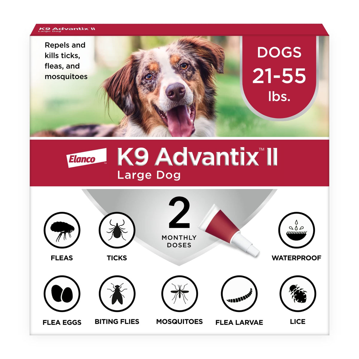 K9 Advantix II large dog bottle closeup for easy topical application