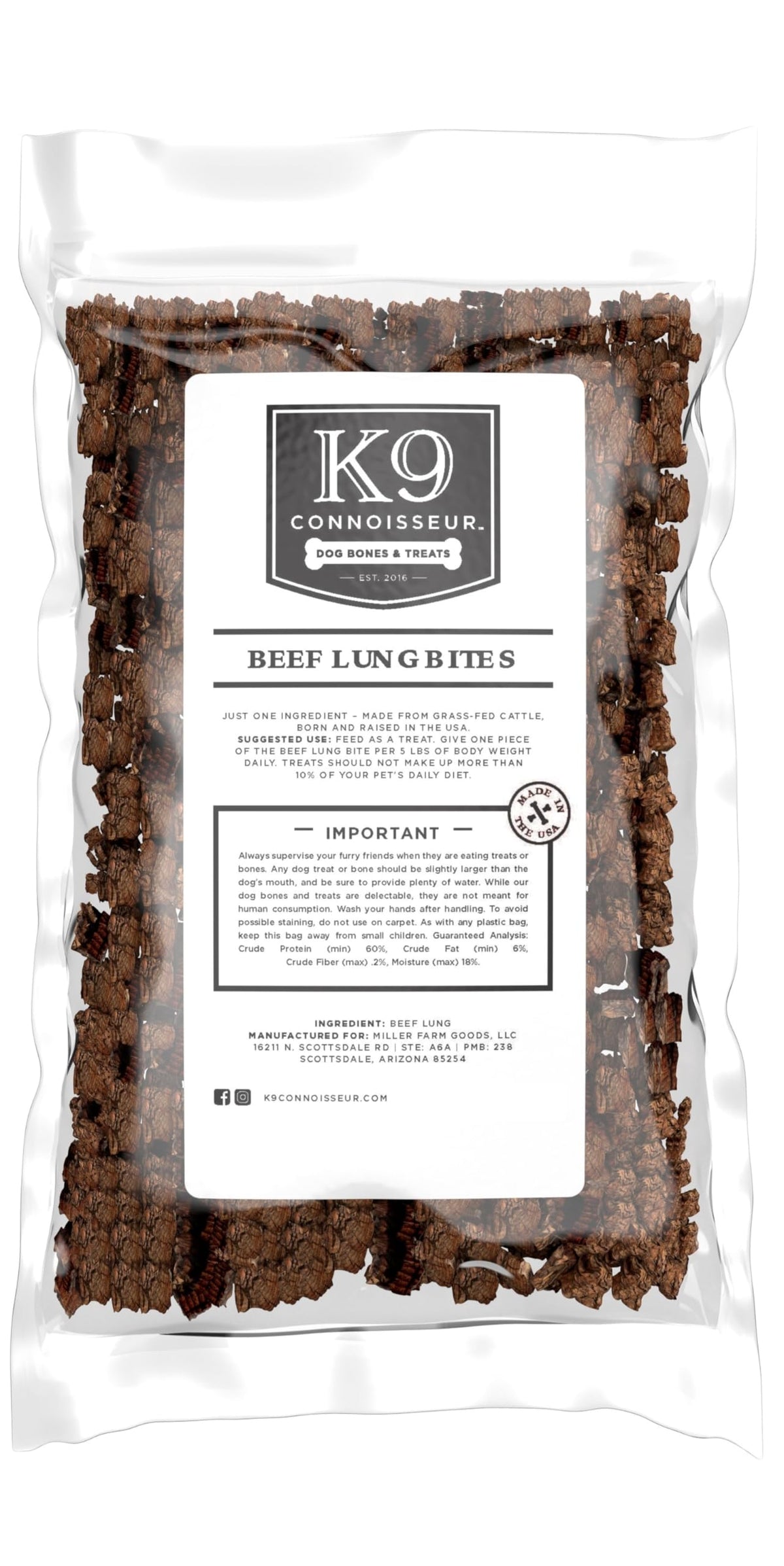 K9 Connoisseur pulmón de res para entrenamiento, refuerzo sabroso.