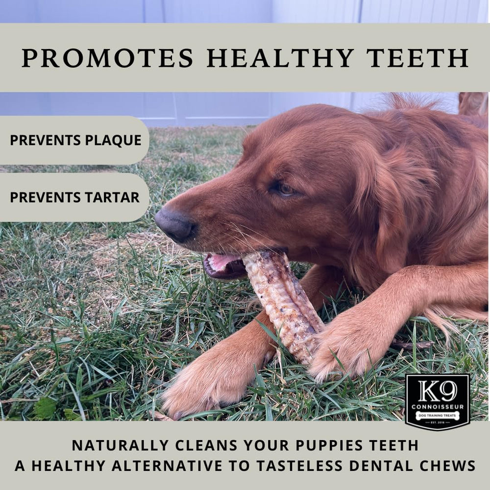 K9 Connoisseur beef-trachea ingredients image underscores a simple, clean chew option.