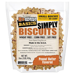 K9 Granola Factory Simply Biscuits Peanut Butter small—crunchy dog treat for training and rewards