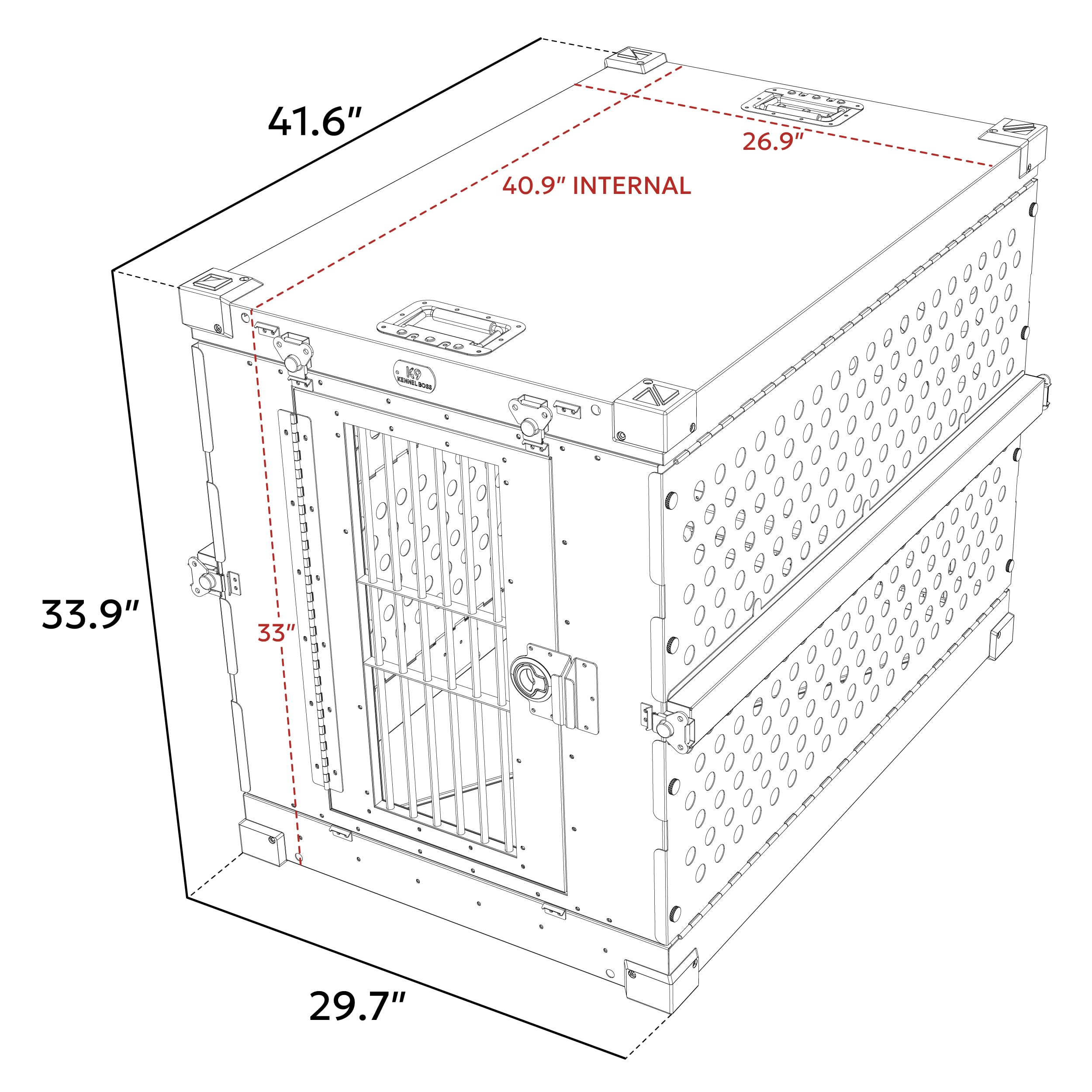 K9 Kennel Boss crate wide entrance aiding quick access
