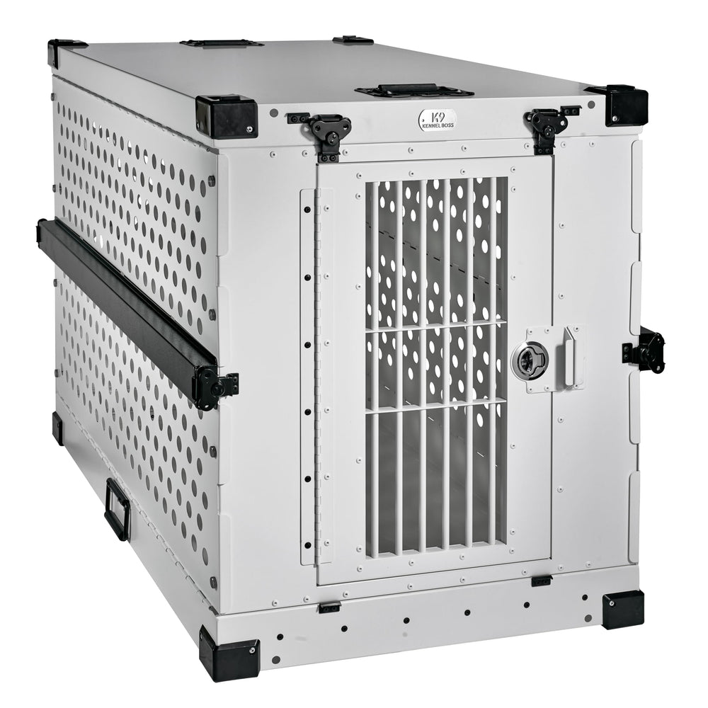 K9 Kennel Boss heavy-duty collapsible crate white large front view showing secure frame