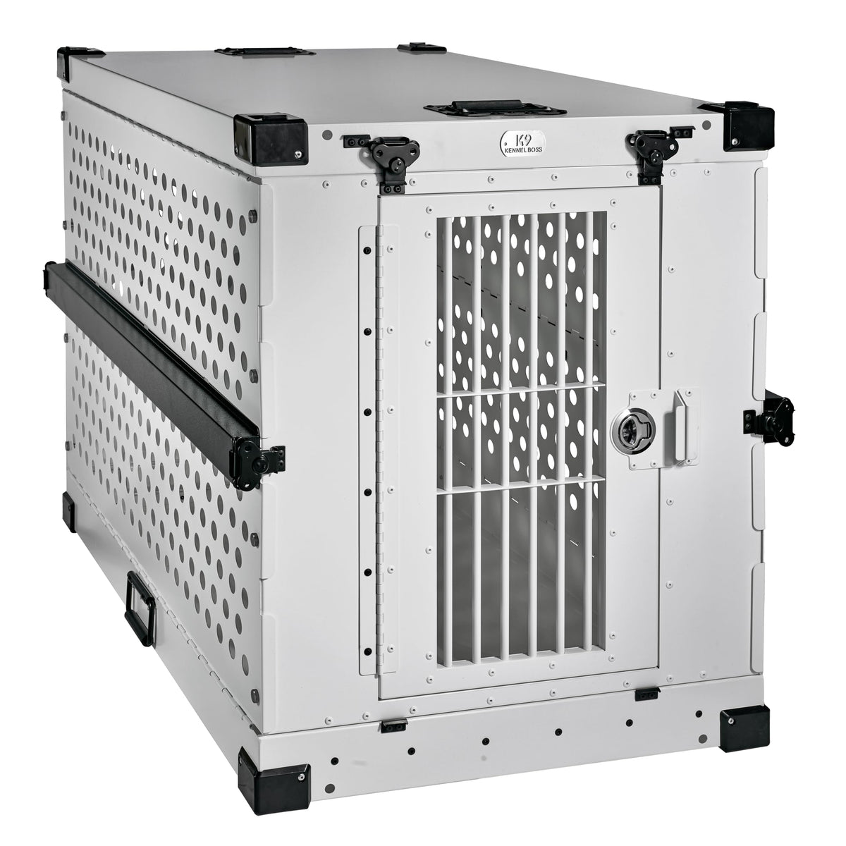 K9 Kennel Boss heavy-duty collapsible crate white large front view showing secure frame