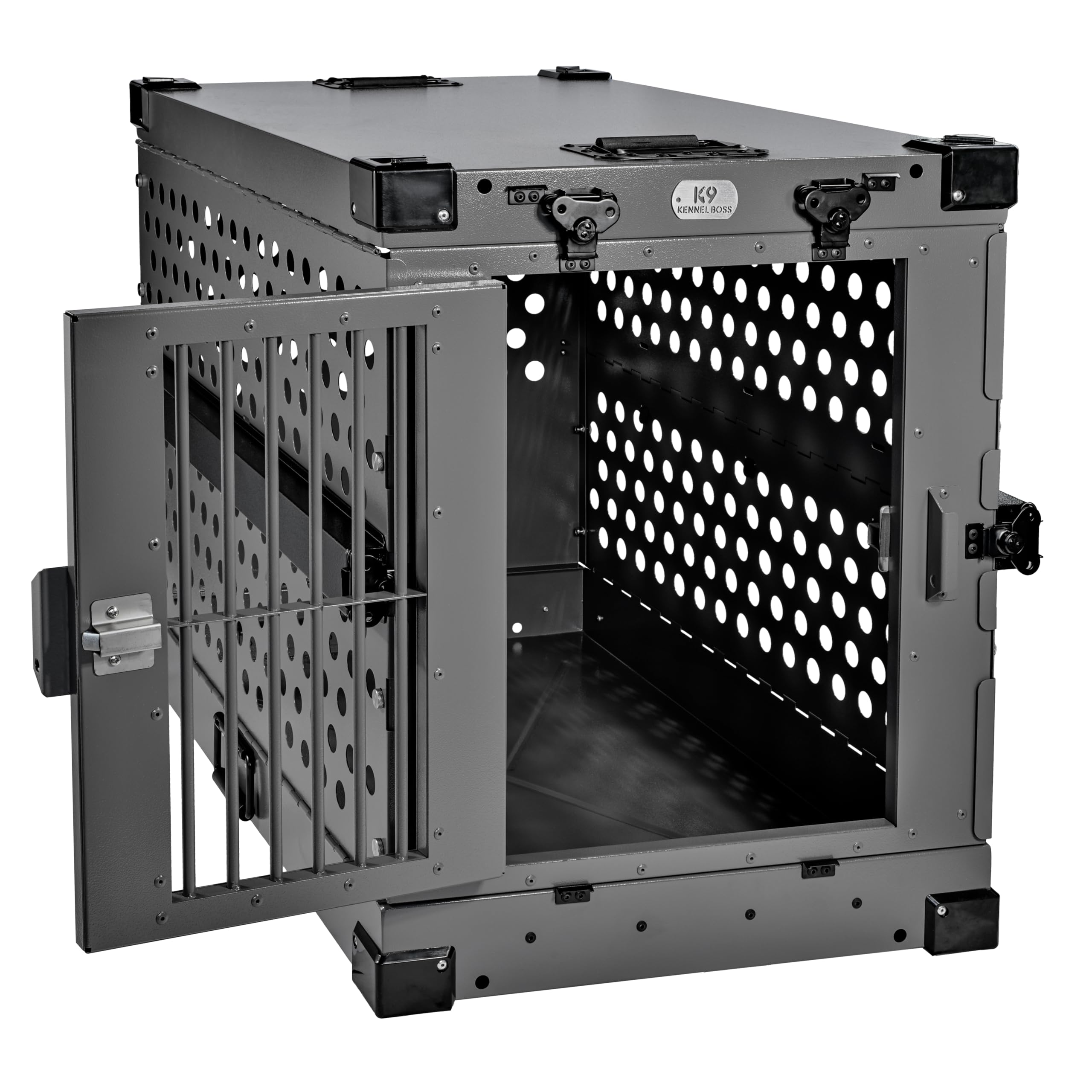 K9 Kennel Boss suitcase-folded-configuration highlights tool-free collapse