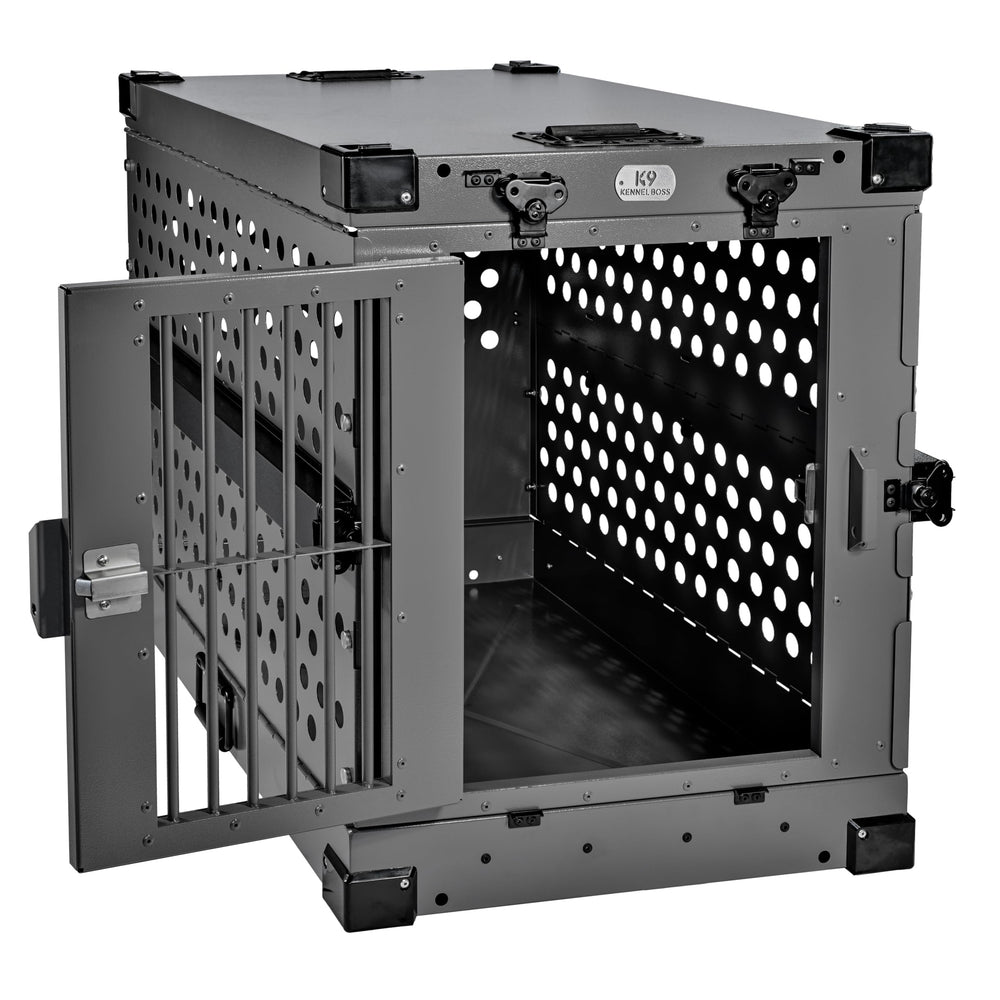 K9 Kennel Boss suitcase-folded-configuration highlights tool-free collapse