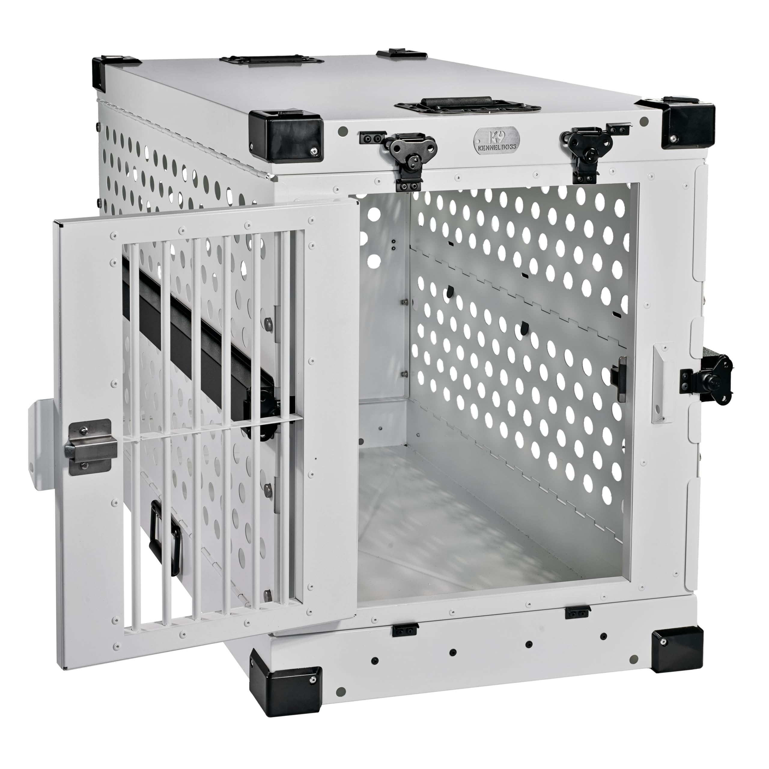 K9 Kennel Boss travel handles in use during loading and transport