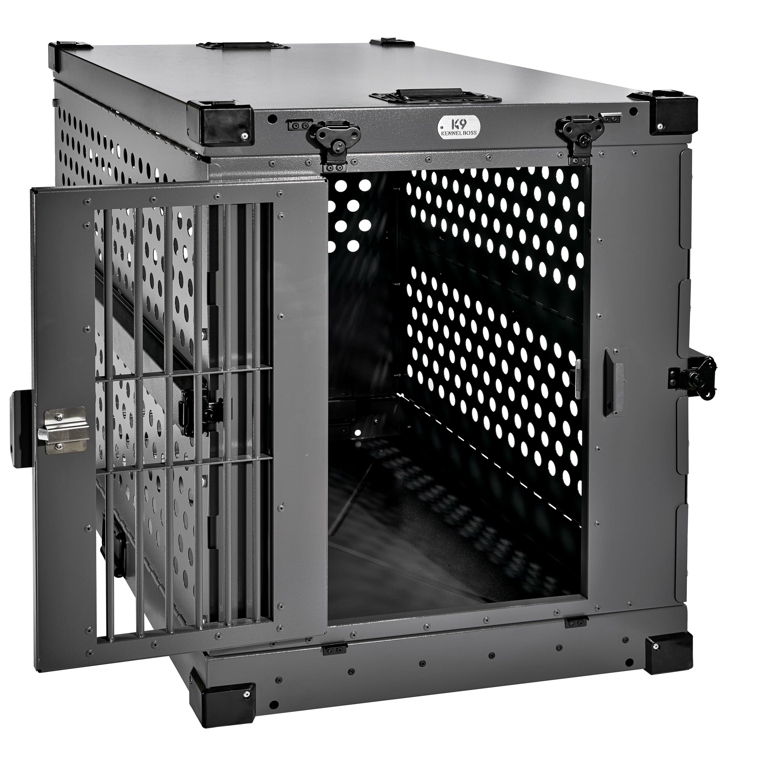 K9 Kennel Boss travel-ready handles illustrate portable crate design.