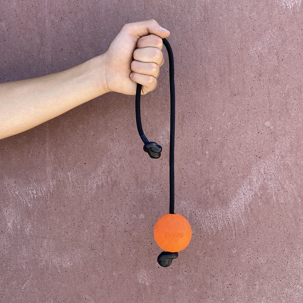 K9 Ops Moki ball-launcher compatible design for easy throwing.