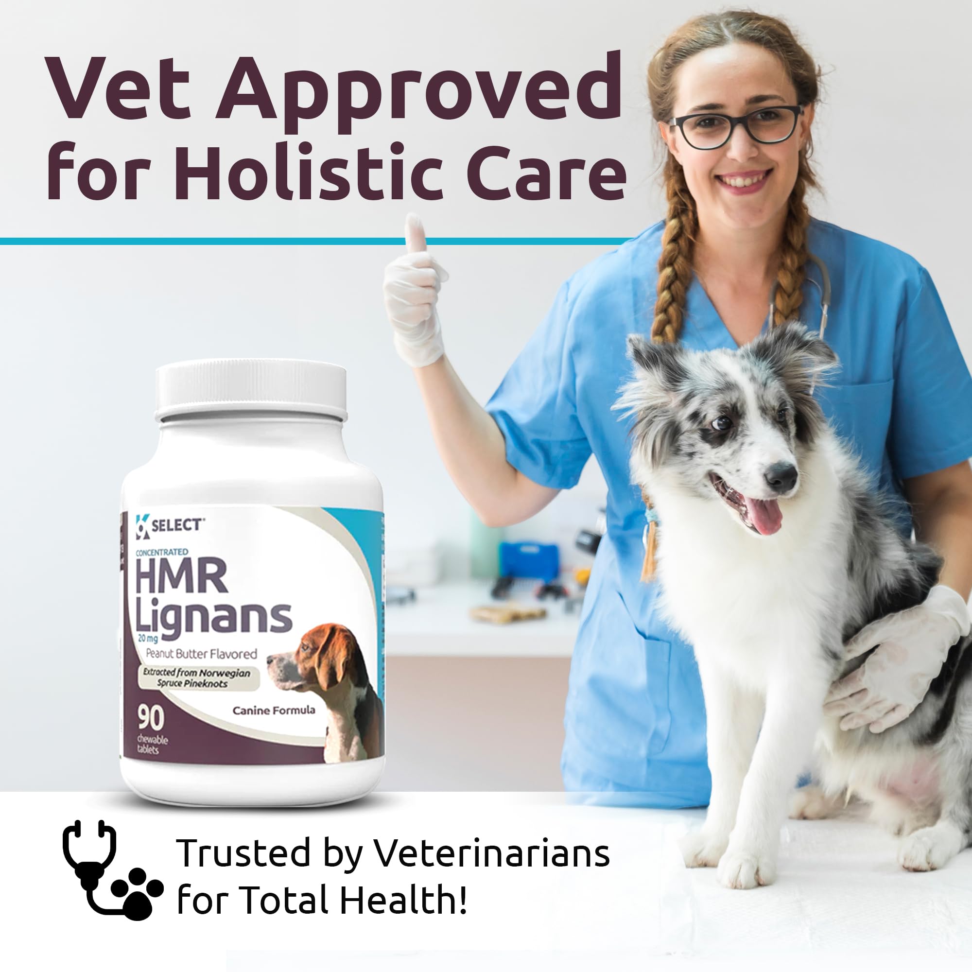 K9 Select HMR Lignans coat shine and skin health enhancement.